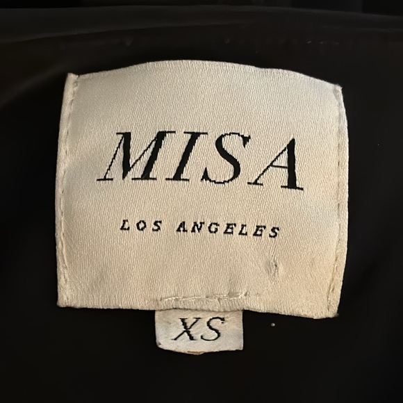 MISA Los Angeles Teget Dress Twist Front V-Neck Draped Sleeve Black Sz XS Party - Picture 5 of 5